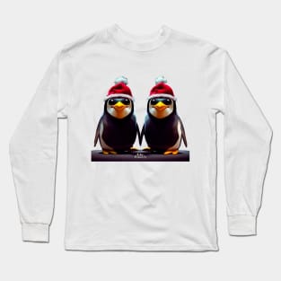 Couple of cute Christmas penguins Long Sleeve T-Shirt